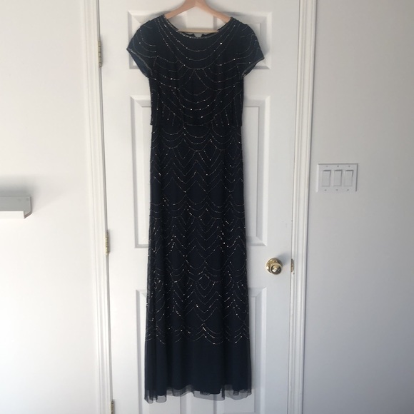 Adrianna Papell Navy Beaded Dress - Picture 3 of 7